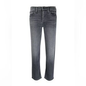 MOTHER Women High Rise Straight Leg Jeans in Washed Gray